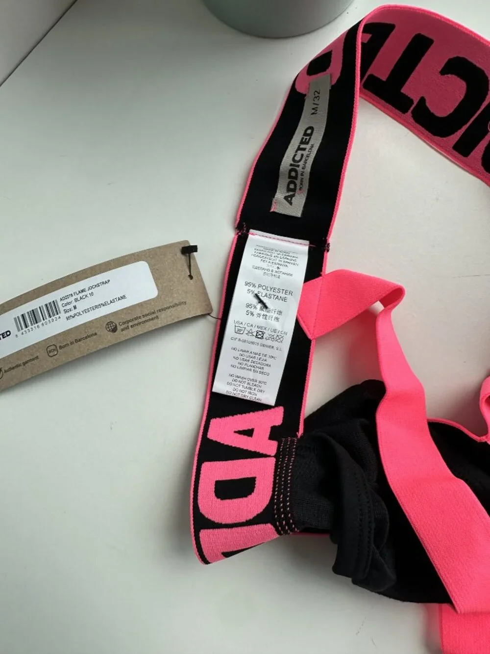 Addicted - Flame Jockstrap - Black / Pink (M)